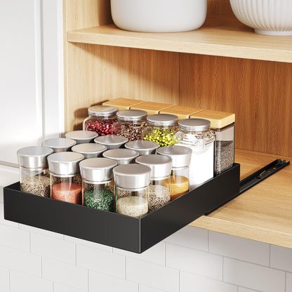 SNTD Spice Rack - Vertical Pull Out Spice Organization for Cabinet Kitchen Pantry Storage, Strong Adhesive Nano Film, No Drill (8"Wx10"Dx2"H,1Tier)