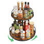 SNTD Lazy Susan Organizer Turntable Spice Rack - 2 Tier Wood Rotating Lazy Susan for Cabinet Pantry Kitchen Countertop Dining Table, Organization Storage