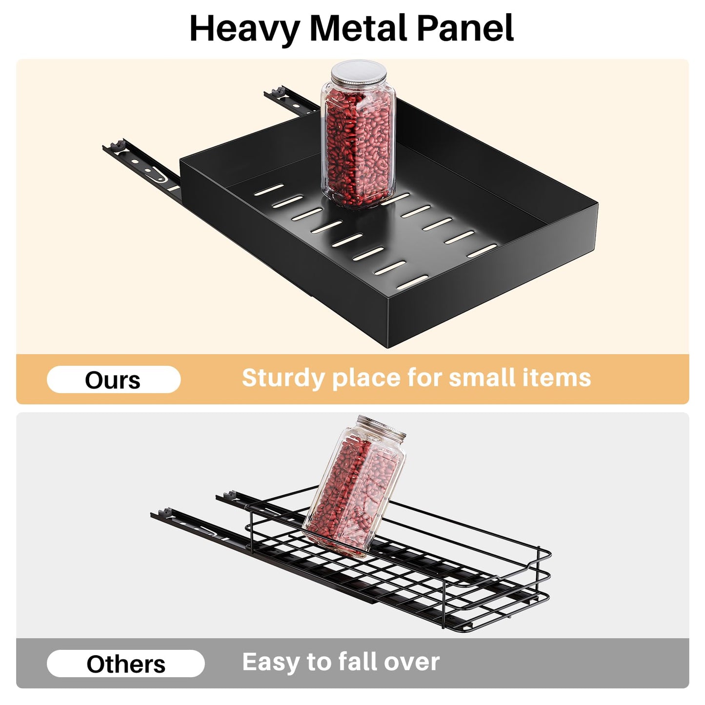 SNTD Spice Rack - Vertical Pull Out Spice Organization for Cabinet Kitchen Pantry Storage, Strong Adhesive Nano Film, No Drill (8"Wx10"Dx2"H,1Tier)