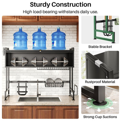 SNTD Over The Sink Dish Drainer Drying Rack - Large Metal Dish Rack Over Kitchen Counter (Large)