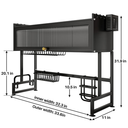 SNTD Over The Sink Dish Drainer Drying Rack - Large Metal Dish Rack Over Kitchen Counter (Large)