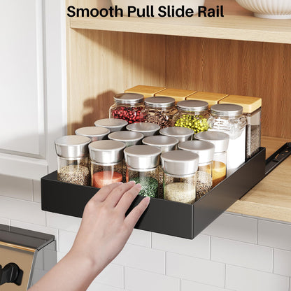 SNTD Spice Rack - Vertical Pull Out Spice Organization for Cabinet Kitchen Pantry Storage, Strong Adhesive Nano Film, No Drill (8"Wx10"Dx2"H,1Tier)