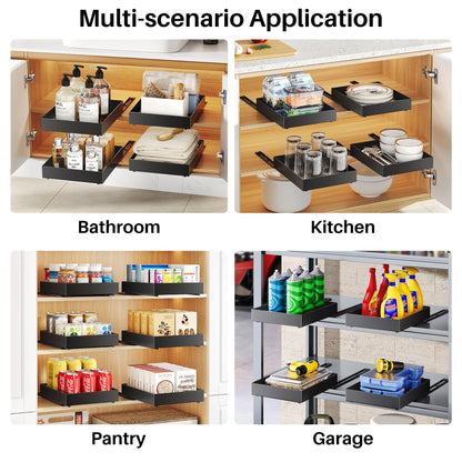 SNTD Spice Rack - Vertical Pull Out Spice Organization for Cabinet Kitchen Pantry Storage, Strong Adhesive Nano Film, No Drill (8"Wx10"Dx2"H,1Tier)